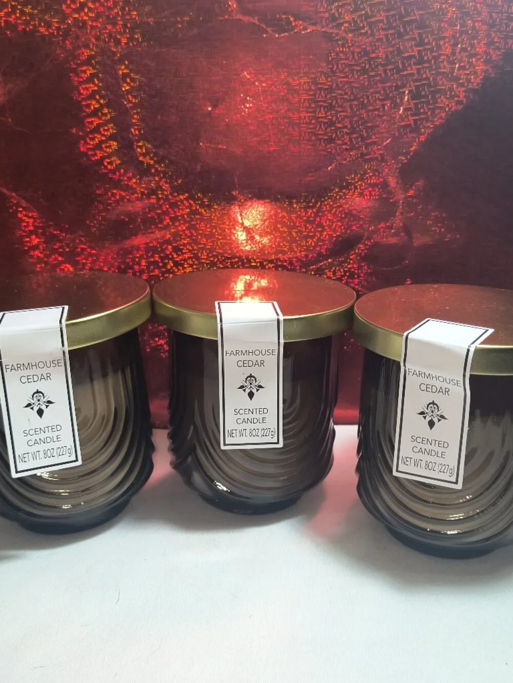 3x Cedar Farmhouse Scented Candles Amber!